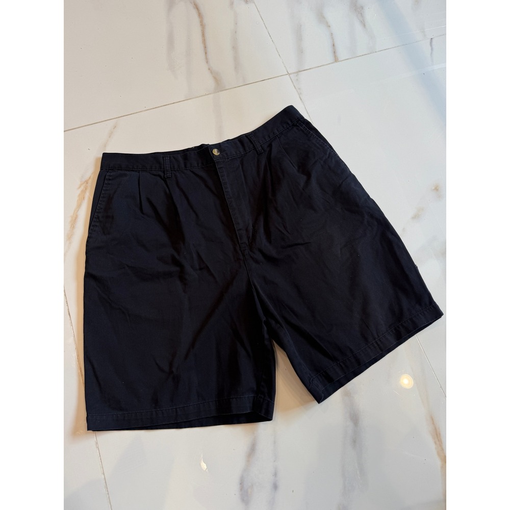 Covington Mens Black Pleated Chino Shorts 100% Cotton‎ Size 36 Casual Twill